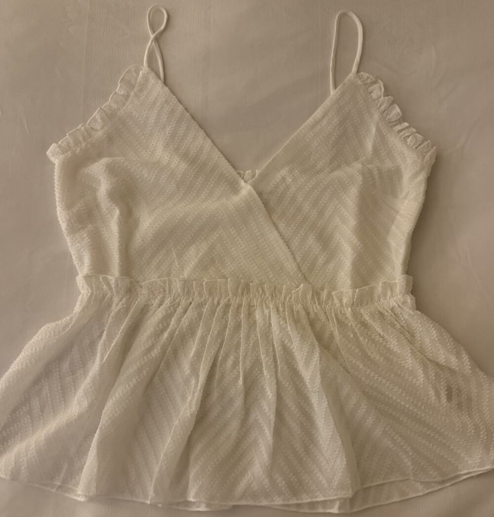 After Market Ivory Textured Ruffle Camisole Blouse Boho Cottogecore Womens Large